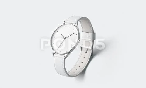 Blank white watch with wristlet mockup, isolated Stock Photos