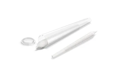Blank white weed joint with plastic tube pack mockup, isolated Stock Illustration