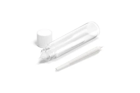 Blank white weed joint with plastic tube pack mockup, isolated Stock Illustration