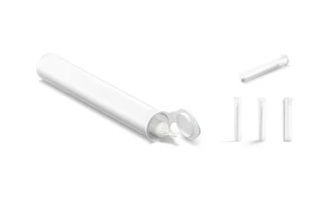 Blank white weed joint plastic tube pack mockup, different views Illustrazione stock
