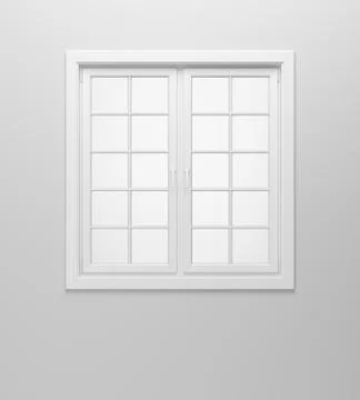 Blank window on white wall. 3d illustration Stock Illustration