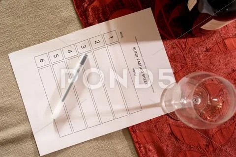 A Blank Wine Blind Tasting Form Stock Photos