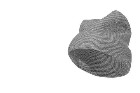 Blank Winter Gray Knitted Wool Beanie Hat Cap Mockup with Free Space for Your Stock Illustration