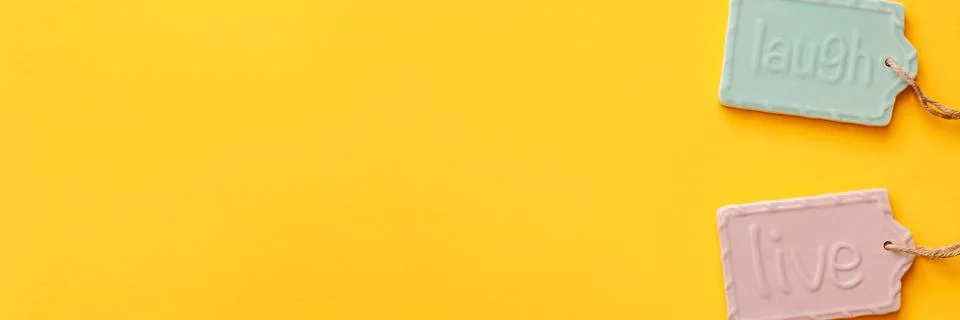 A blank yellow background with space for text. Copy space. Ceramic decoration Stock Photos