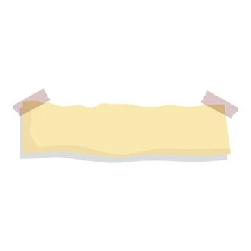 Blank yellow note paper with torn edges taped to a wall Stock Illustration