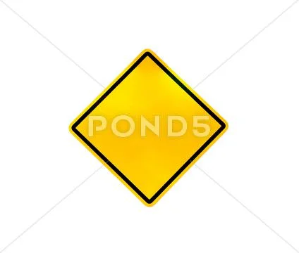 Blank yellow road warning sign Stock Photos