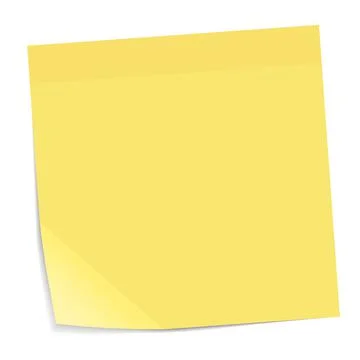 Blank yellow sticky note isolated on white background Illustrazione stock