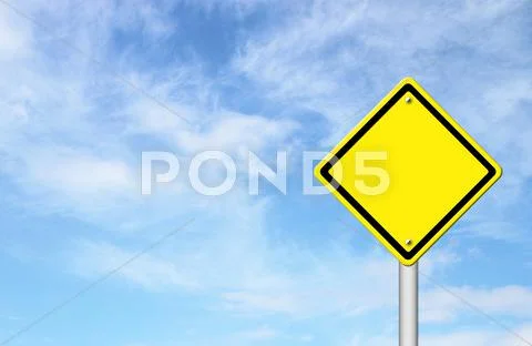 Blank yellow traffic sign with blue sky Stock Illustration