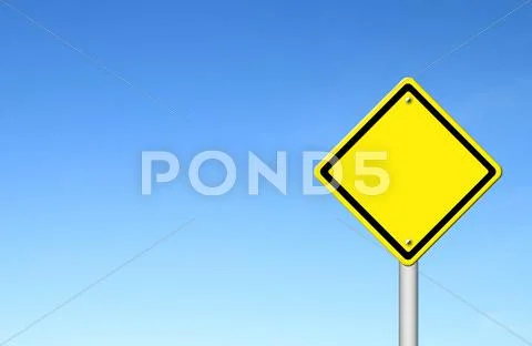 Blank yellow traffic sign with blue sky Stock Illustration