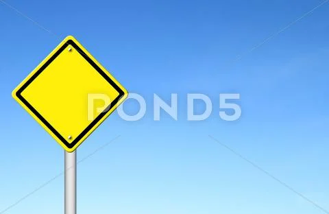 Blank yellow traffic sign with blue sky Stock Illustration