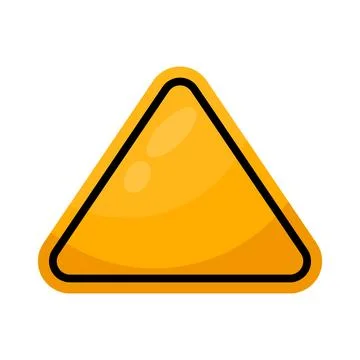 Blank yellow triangular warning sign vector isolated on a white background Illustrazione stock