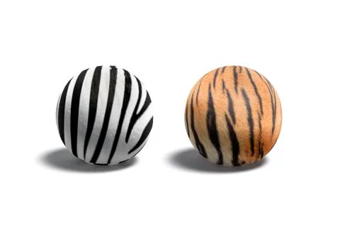 Blank zebra and tiger surface ball mockup set Illustrazione stock