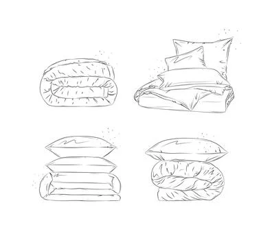 Blanket and pillow elements set white Stock Illustration