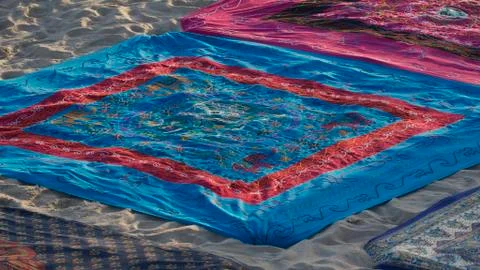 Blankets on the Beach Stock Photos