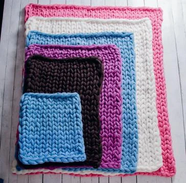 Blankets made of thick yarn Stock Photos