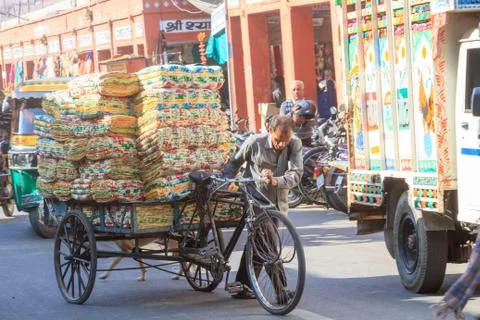 Blankets on a rickshaw Foto stock