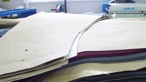 Blanks for clothes in a factory Video stock 130827674