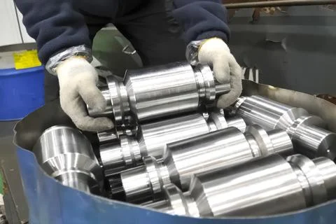 Blanks of metal for machining on locksmith's machine Stock Photos