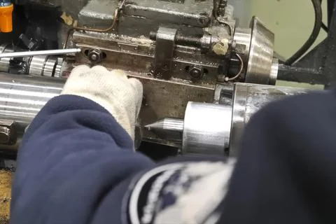 Blanks of metal for machining on locksmith's machine Stock Photos