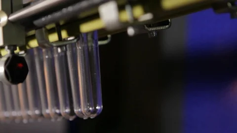 Blanks for plastic bottles in conveyor. Warm light. Production of carbonated 스톡 동영상 87972876