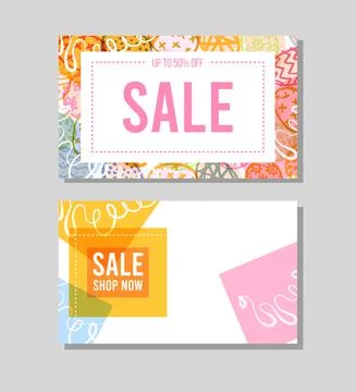 Blanks for spring Easter discounts, simple sale cards with copy space, modern Stock Illustration