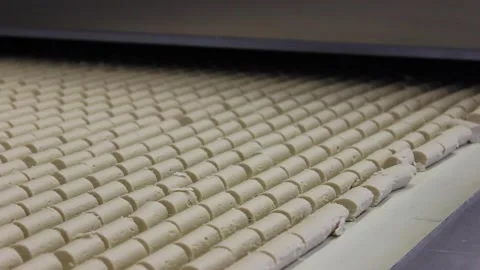 Blanks from a sweet mixture for making sweet bars Stock Footage 128643022