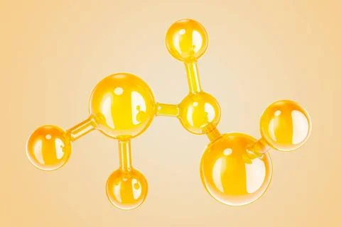 Blasen Moleküle Hintergrund, 3D-Rendering Bubbles molecules on orange back.. Stock Photos