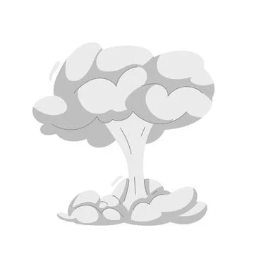 Blast cloud after bomb explosion. Cartoon bomb explosion, dynamite detonati.. Stock Illustration