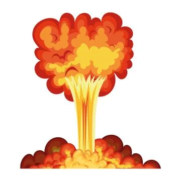 Blast with fire clouds of orange color Stock Illustration