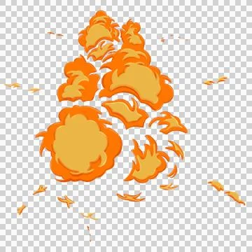 Blast with fire clouds of orange, red and yellow color Stock Illustration