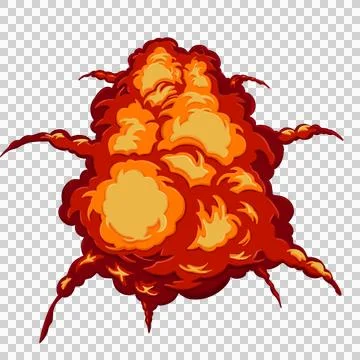 Blast with fire clouds of orange, red and yellow color Stock Illustration