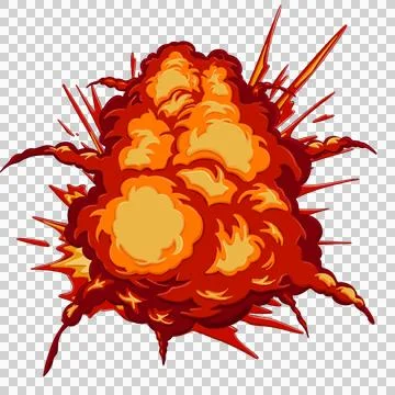 Blast with fire clouds of orange, red and yellow color Stock Illustration