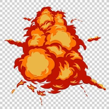 Blast with fire clouds of orange, red and yellow color Stock Illustration