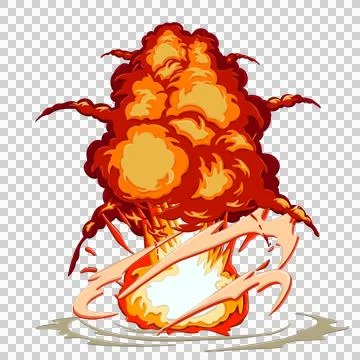 Blast with fire clouds of orange, red and yellow color Stock Illustration