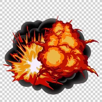 Blast with fire clouds of orange, red and yellow color Stock Illustration