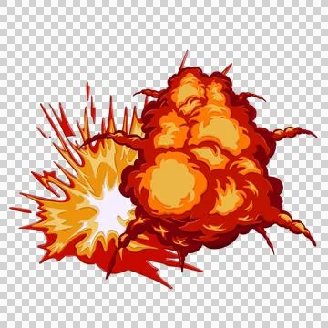Blast with fire clouds of orange, red and yellow color Stock Illustration