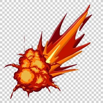 Blast with fire clouds of orange, red and yellow color Illustrazione stock