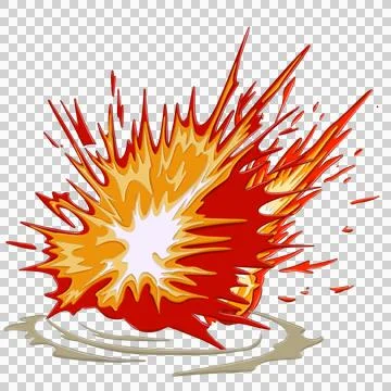 Blast with fire clouds of orange, red and yellow color Stock Illustration