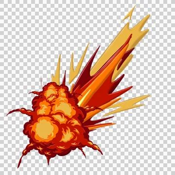 Blast with fire clouds of orange, red and yellow color Stock Illustration