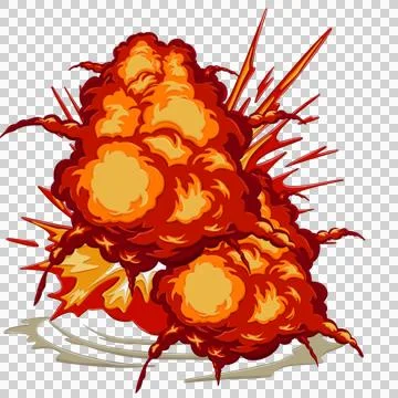 Blast with fire clouds of orange, red and yellow color Stock Illustration