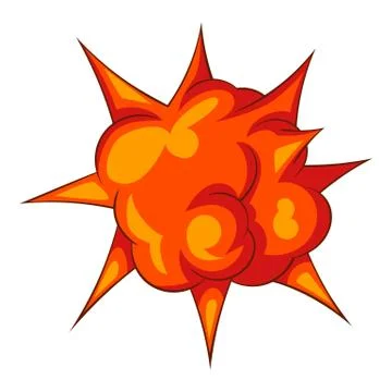 Blast with fire icon, cartoon style Stock Illustration