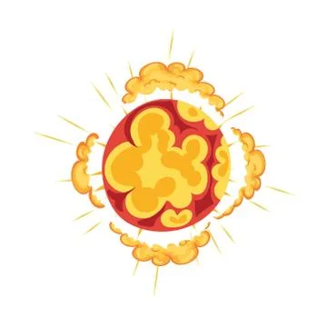 Blast in form of circle with clouds of yellow color around him Illustrazione stock