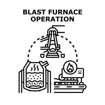 Blast furnace operation processing molten metal Illustration