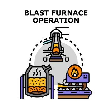 Blast furnace operation processing molten metal Illustration