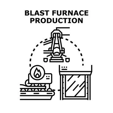 Blast furnace producing metal processing industry production Illustration