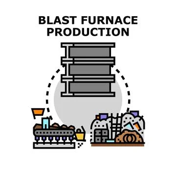 Blast furnace production cycle process diagram Illustration