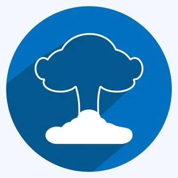 Blast Icon in trendy long shadow style isolated on soft blue background Stock Illustration