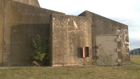 Blast proof doors at abandoned USAF base Stock Footage 98086992