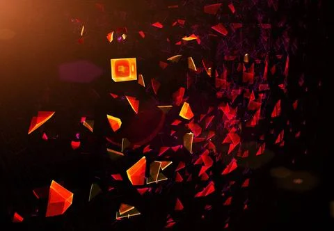 Blast scattered particles Explosion, broken glass, scattered particles, ab... Stock Photos