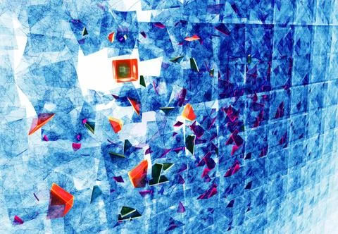 Blast, scattered particles Explosion, broken glass, scattered particles, a... Stock Photos